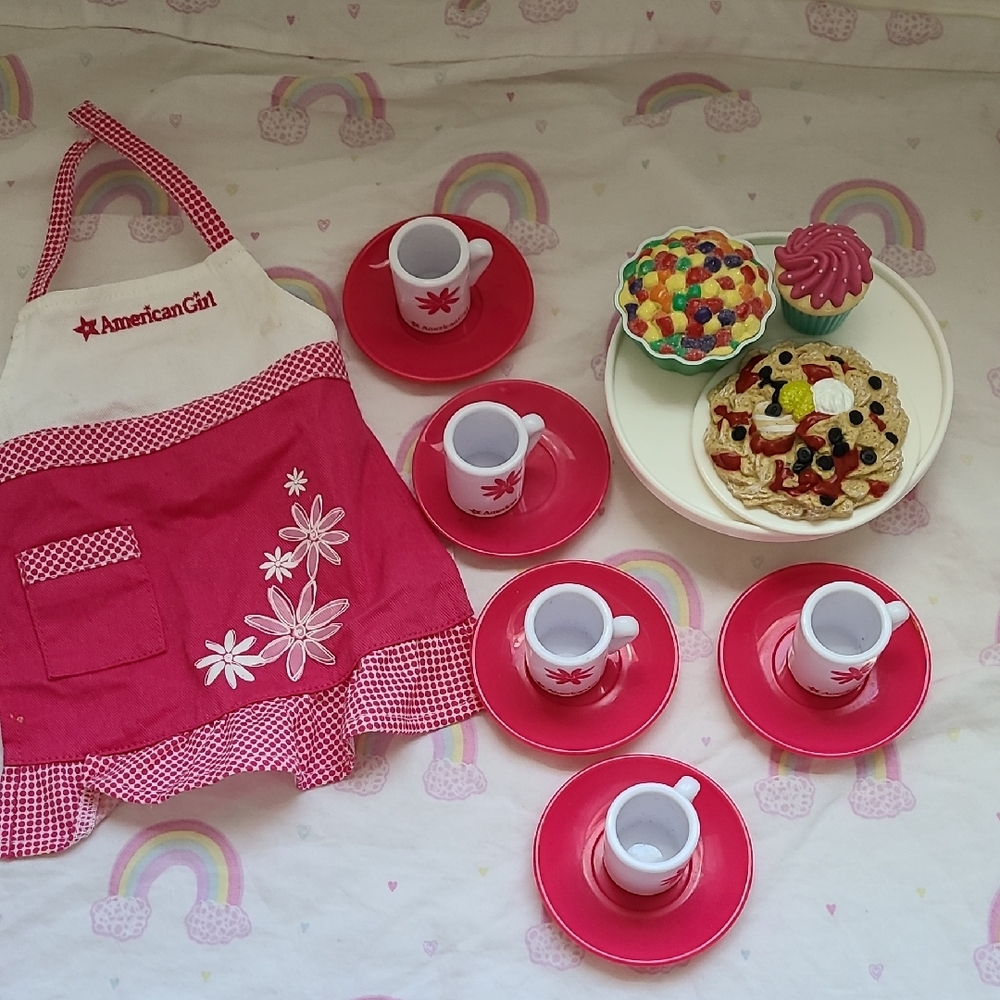 American Girl Pink Party Set with Apron - Picture 1 of 8